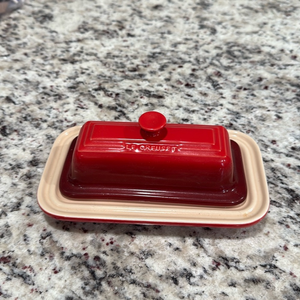 Le Creuset Red Butter Dish